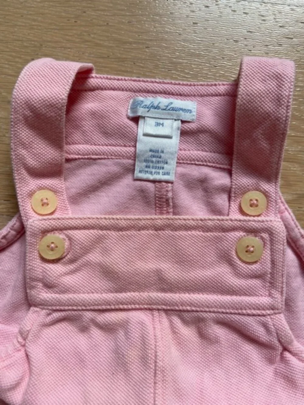 Ralph Lauren Pink Cotton mesh baby romper, size: 3M